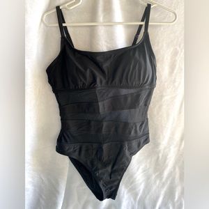 One Piece Swimsuit with Mesh Cutouts
